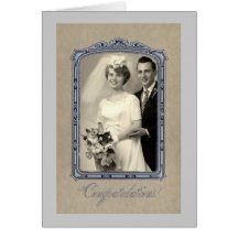 Parabéns do casamento vintage cartoes