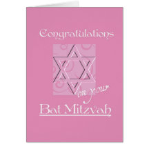 Parabéns em seu bastão Mitzvah! - Rosa Cartao