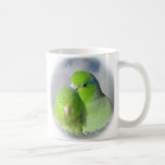 Pares verdes do parrotlet canecas