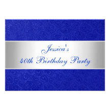 Partido azul gravado elegante do branco de Paisley Convites Personalizado