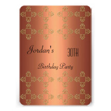 Partido de aniversário de 30 anos de cobre elegant convite personalizados