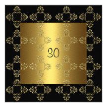 Partido de aniversário de 30 anos preto elegante d convite personalizado