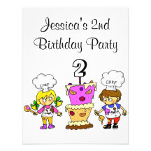Partido do cozinhar do segundo aniversário convite personalizado