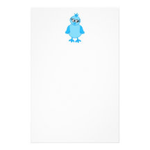 Pássaro de bebê bonito, azul papelaria