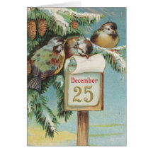 Pássaros em Decemeber 25o Cartao
