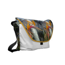 Pássaros na bolsa mensageiro do rickshaw do paraís
