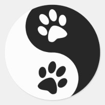 Patas do cão de Yin Yang Adesivo Redondo