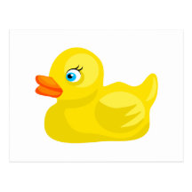 Pato de borracha amarelo cartao postal