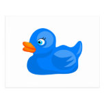 Pato de borracha azul cartoes postais