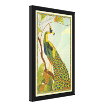 Pavão vienense de Nouveau da arte Impressão De Canvas Envolvidas