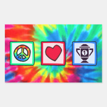 Paz, amor, ganhando adesivos retangular