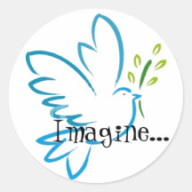 peace_dove_flying, imagina… adesivos em formato redondos
