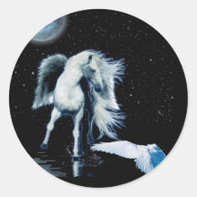 PEGASUS & coleção BRANCA do CORVO Adesivos Redondos