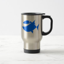 Peixes azuis dos desenhos animados caneca