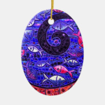 Peixes do mosaico enfeites para arvore de natal