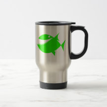 Peixes verdes dos desenhos animados caneca