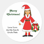 Personalize-me -- Imagem bonito do Natal (menina) Adesivos Em Formato Redondos