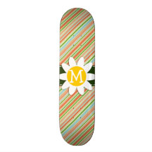 Pêssego & Forest Green listrados; Margarida Skates Personalizados