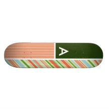 Pêssego & listras de Forest Green; Listrado Skateboard