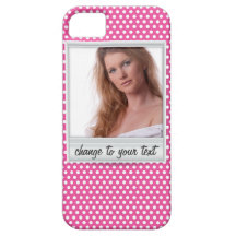 Photoframe do Polaroid no polkadot branco & cor-de Capa iPhone 5 Case-Mate