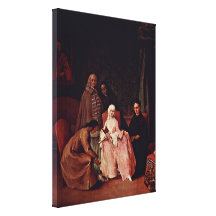 Pietro Longhi - uma visita a uma senhora Impressão De Canvas Envolvida