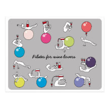 Pilates para o cartão dos amantes de vinho, cinzen cartao postal