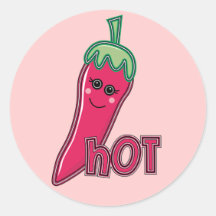 Pimenta de pimentão do rosa quente adesivo redondo