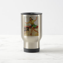 Pin de boliche acima da menina caneca