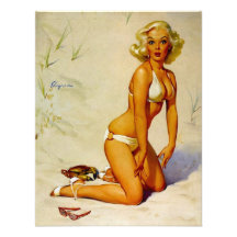 Pin do verão da praia de Gil Elvgren do vintage ac Convites
