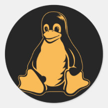 Pinguim de Tux - (Linux, Open Source, Copyleft, FS Adesivos Redondos
