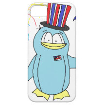 Pinguim patriótico - azul branco vermelho iPhone 5 capas