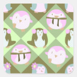 Pinguins verdes Pastel bonitos Adesivos