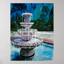 pintura acrílica da arte moderna da fonte de água impressão
