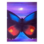 Pintura azul do por do sol da borboleta - multi cartao postal
