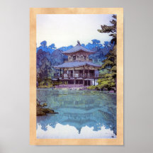 Pintura japonesa oriental legal do templo do water poster