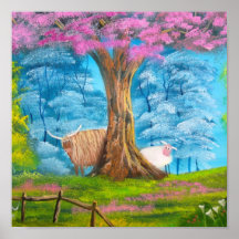 PINTURA POPULAR DOS CARNEIROS DA VACA DAS MONTANHA IMPRESSÃO