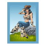 Pinup da menina do país da vaqueira pelo Al Rio Cartão Postal
