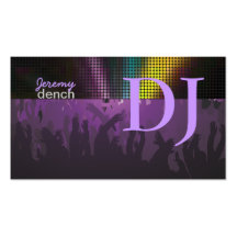 PixDezines DJ retro+salão de dança/roxo Modelos Cartão De Visita