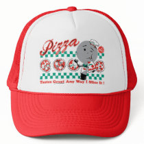 Pizza toda a maneira eu corto-a chapéu retro chapéus