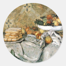 Placa com frutas e dedos do sponger - Cézanne Adesivo Redondo