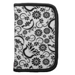 Planejador floral branco preto elegante agenda