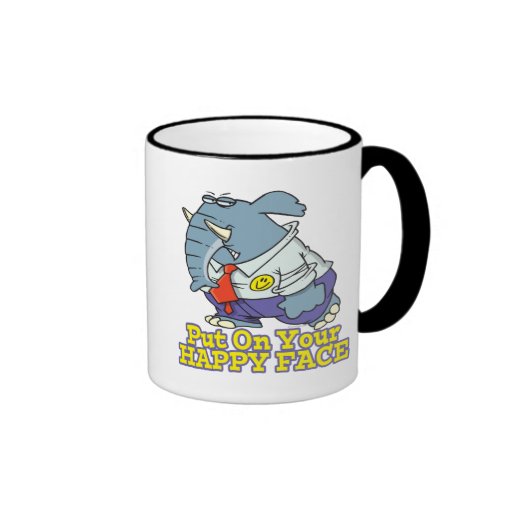 pnha sobre seu elefante feliz da fachada da cara caneca