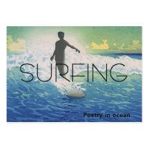 Poesia surfando SUPERIOR no oceano Cartões De Visita