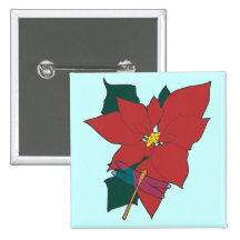 Poinsétia com libélula pins