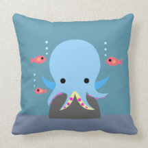 Polvo azul bonito & peixes travesseiros de decoração