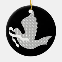 Pomba da fita branca da esperança - câncer pulmona ornamento