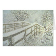 Ponte coberto de neve cartões