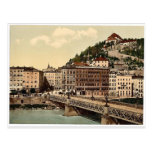 Ponte da cidade, convento e Kapuzinerberg, Salzbur Cartão Postal