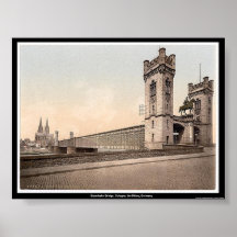 Ponte de Eisenbahn, água de Colônia, o Rhine, Alem Posteres