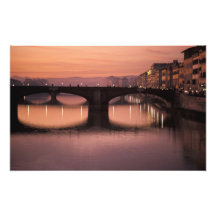 Pontes sobre o rio de Arno no por do sol, 2 Impressão Fotográficas